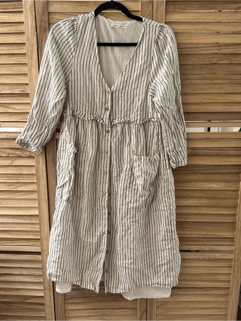 Emerson Fry Midi Stripes Ruffle Waist Dress size S